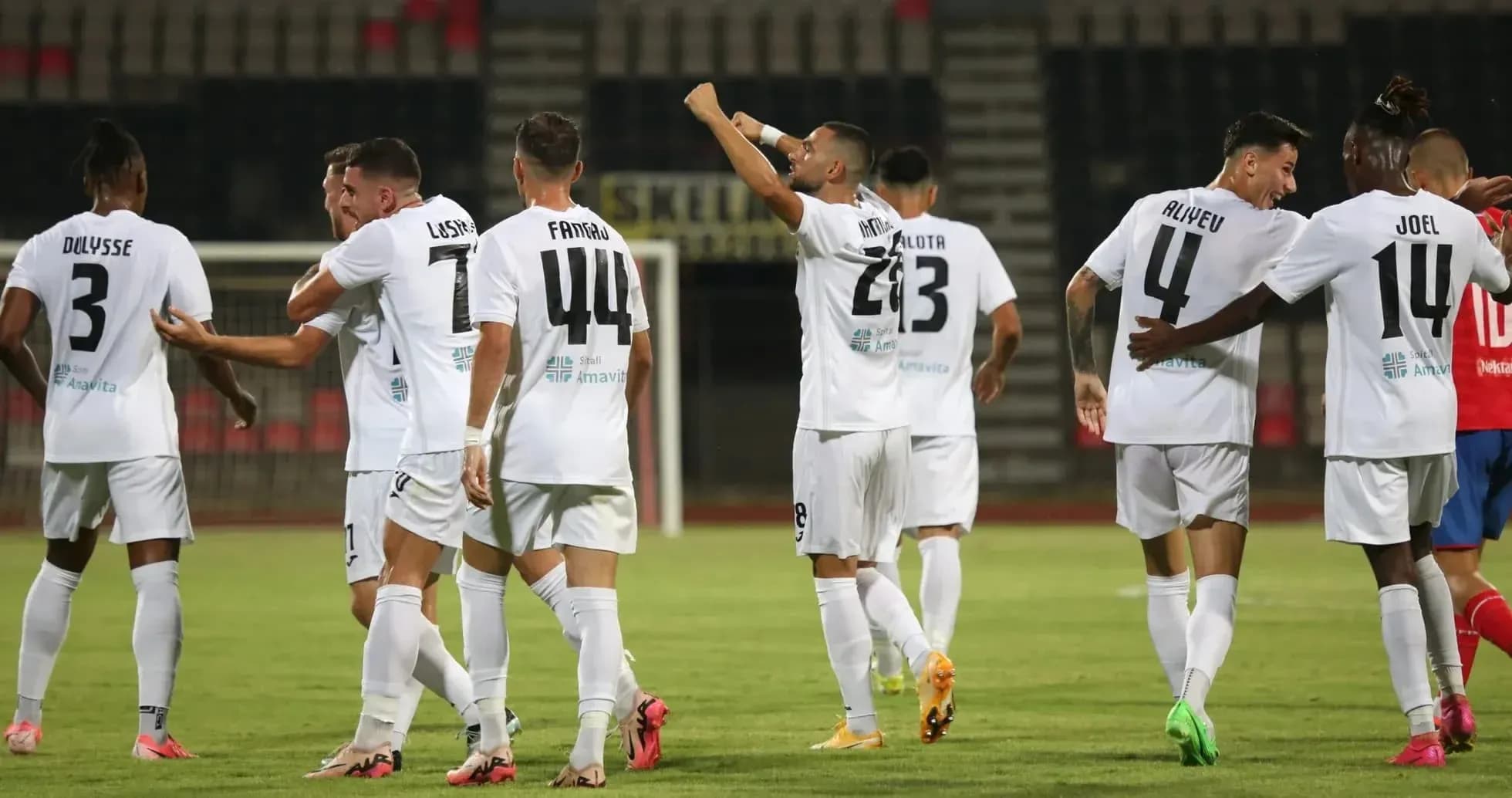 Omonia Nicosia players celebrating a goal Omonia Nicosia players celebrating a goal