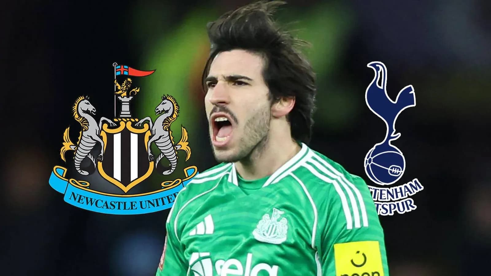 Goalkeeper celebrating with club logos in background Goalkeeper celebrating with club logos in background