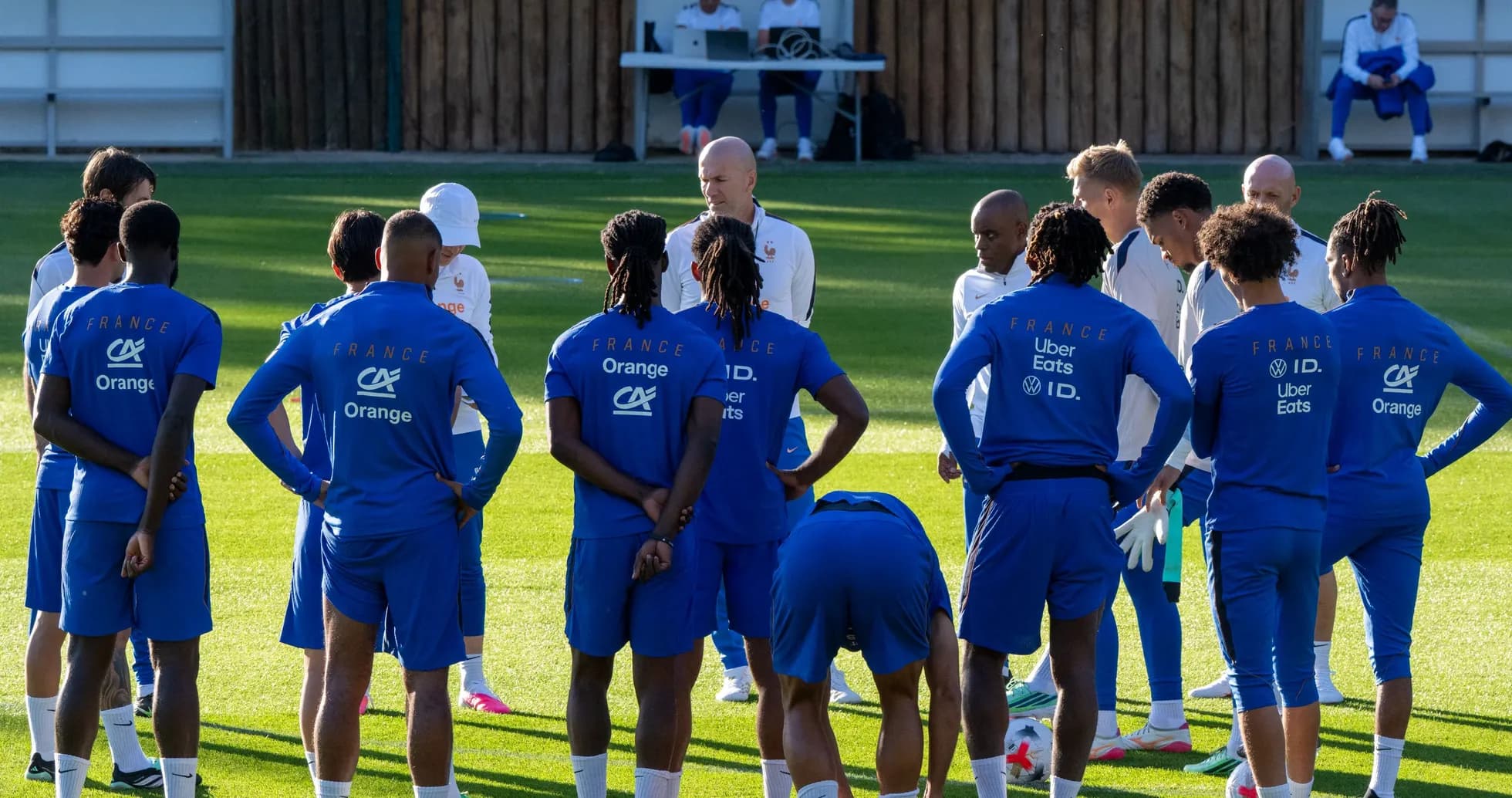 France team gathered around coach during training session France team gathered around coach during training session