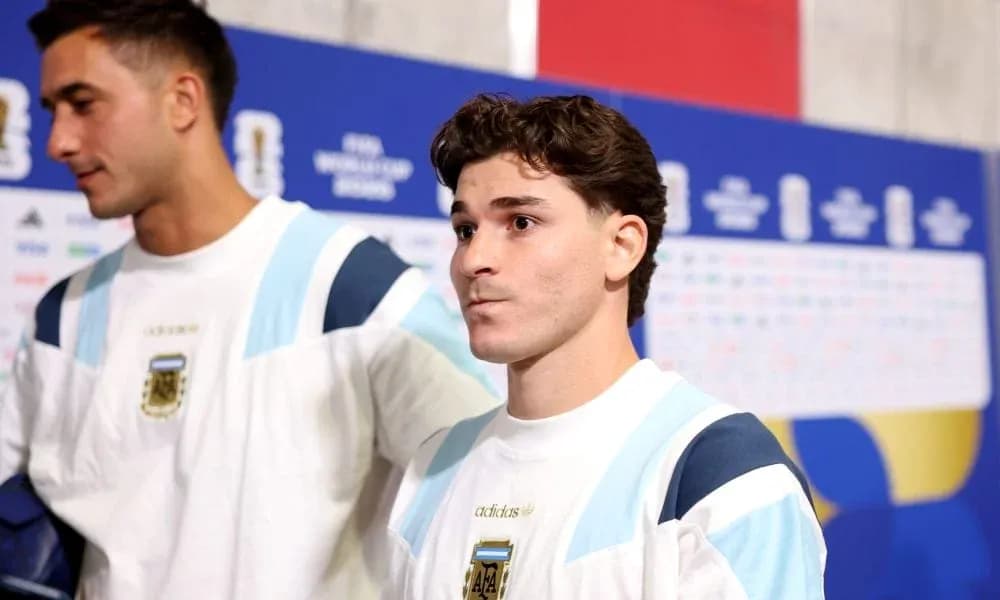 Two players in Argentina jerseys before match Two players in Argentina jerseys before match