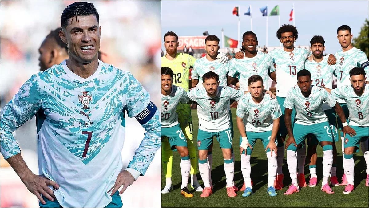 Portugal team celebrating before World Cup match Portugal team celebrating before World Cup match