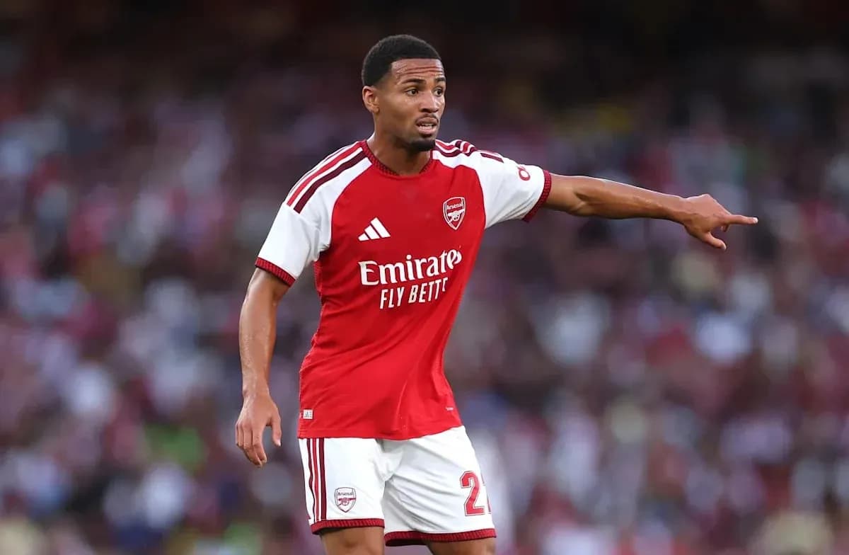 Arsenal player directing teammates during match Arsenal player directing teammates during match