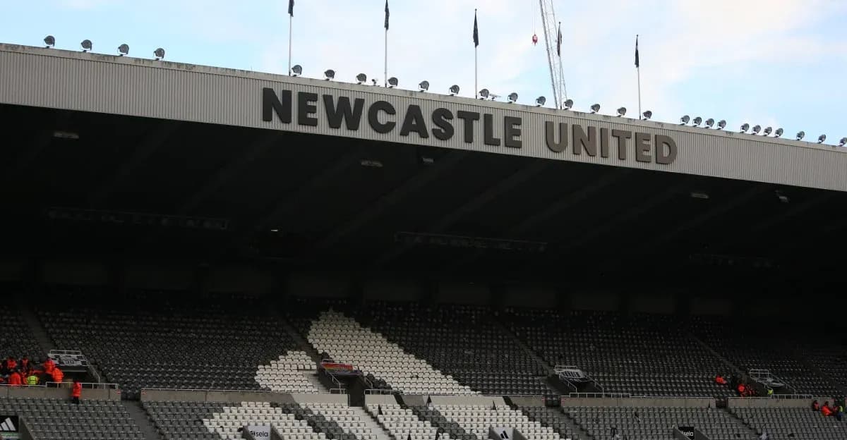 Stadium exterior with Newcastle United signage visible Stadium exterior with Newcastle United signage visible