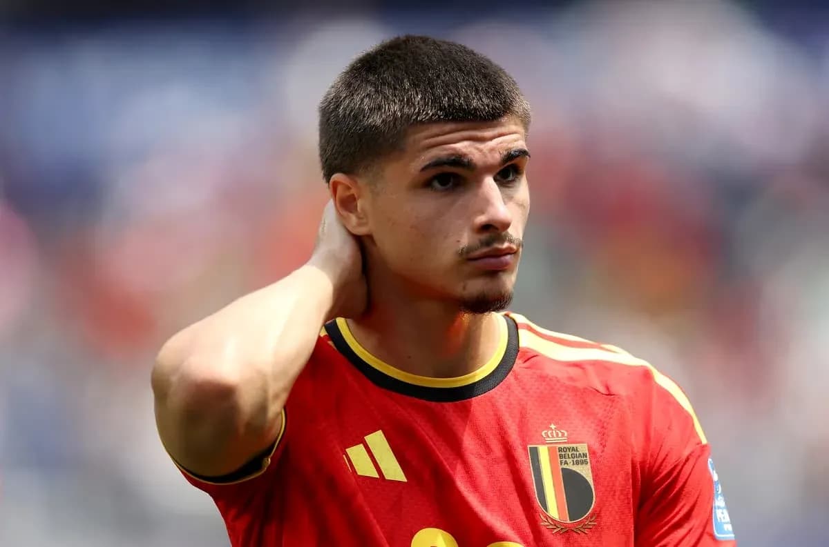 Player in Belgium jersey during match warm-up Player in Belgium jersey during match warm-up