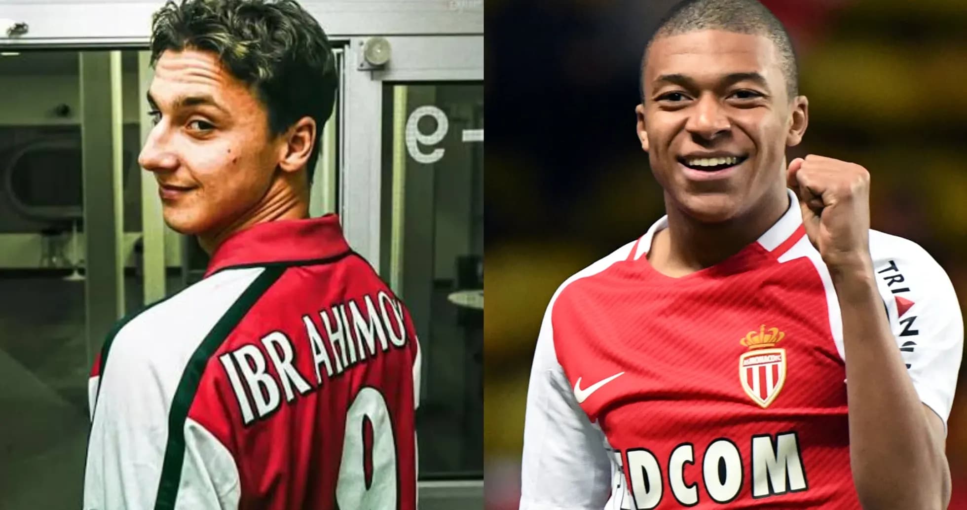 Two football players in club jerseys, one smiling Two football players in club jerseys, one smiling