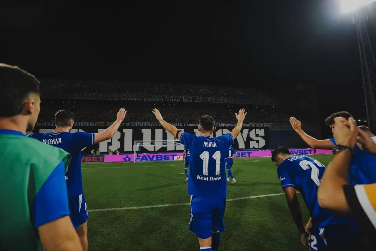 Dinamo Zagreb players celebrating with fans Dinamo Zagreb players celebrating with fans