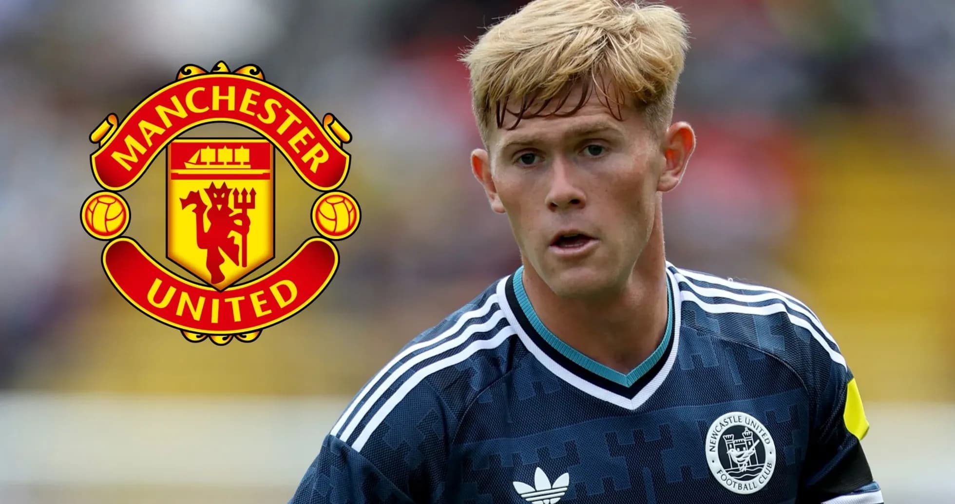 Player in action with Manchester United logo background Player in action with Manchester United logo background