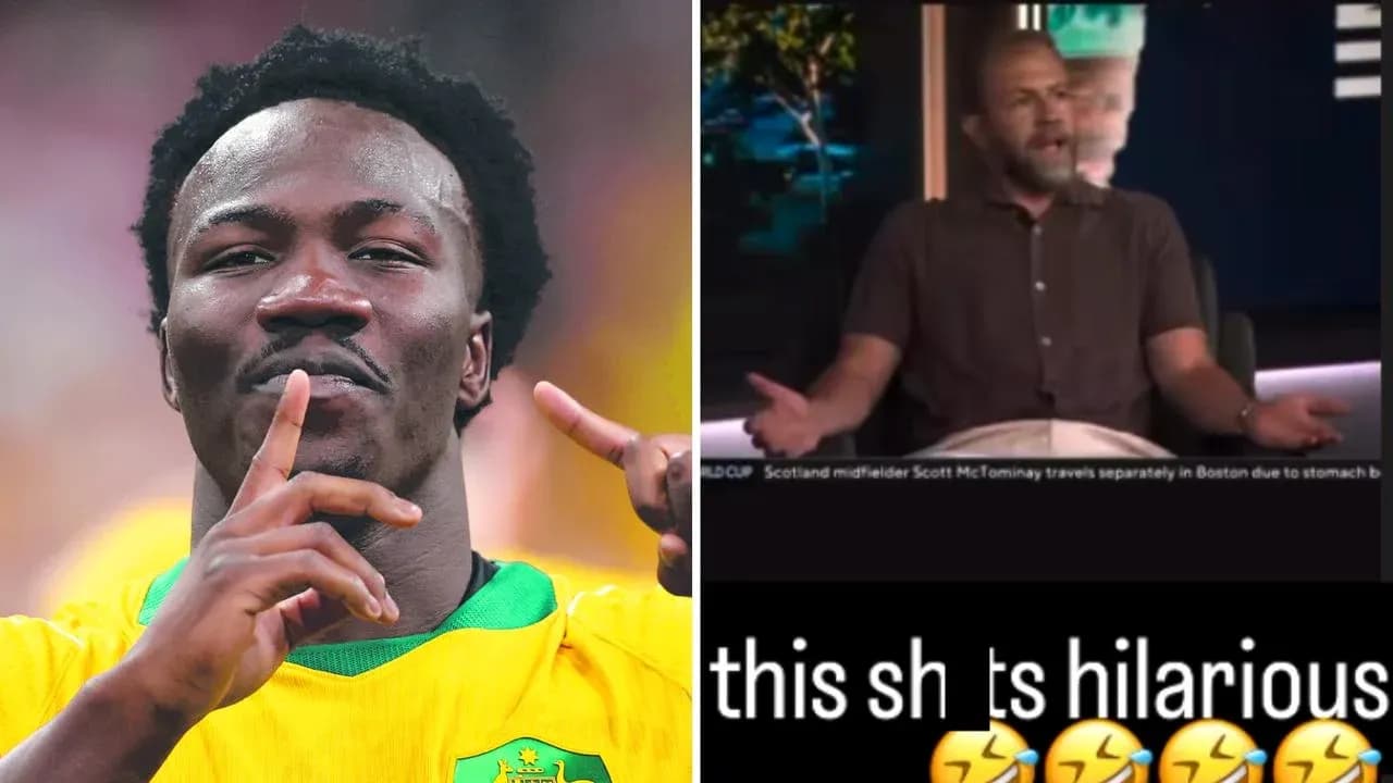 Athlete celebrating goal and commentator discussing incident Athlete celebrating goal and commentator discussing incident