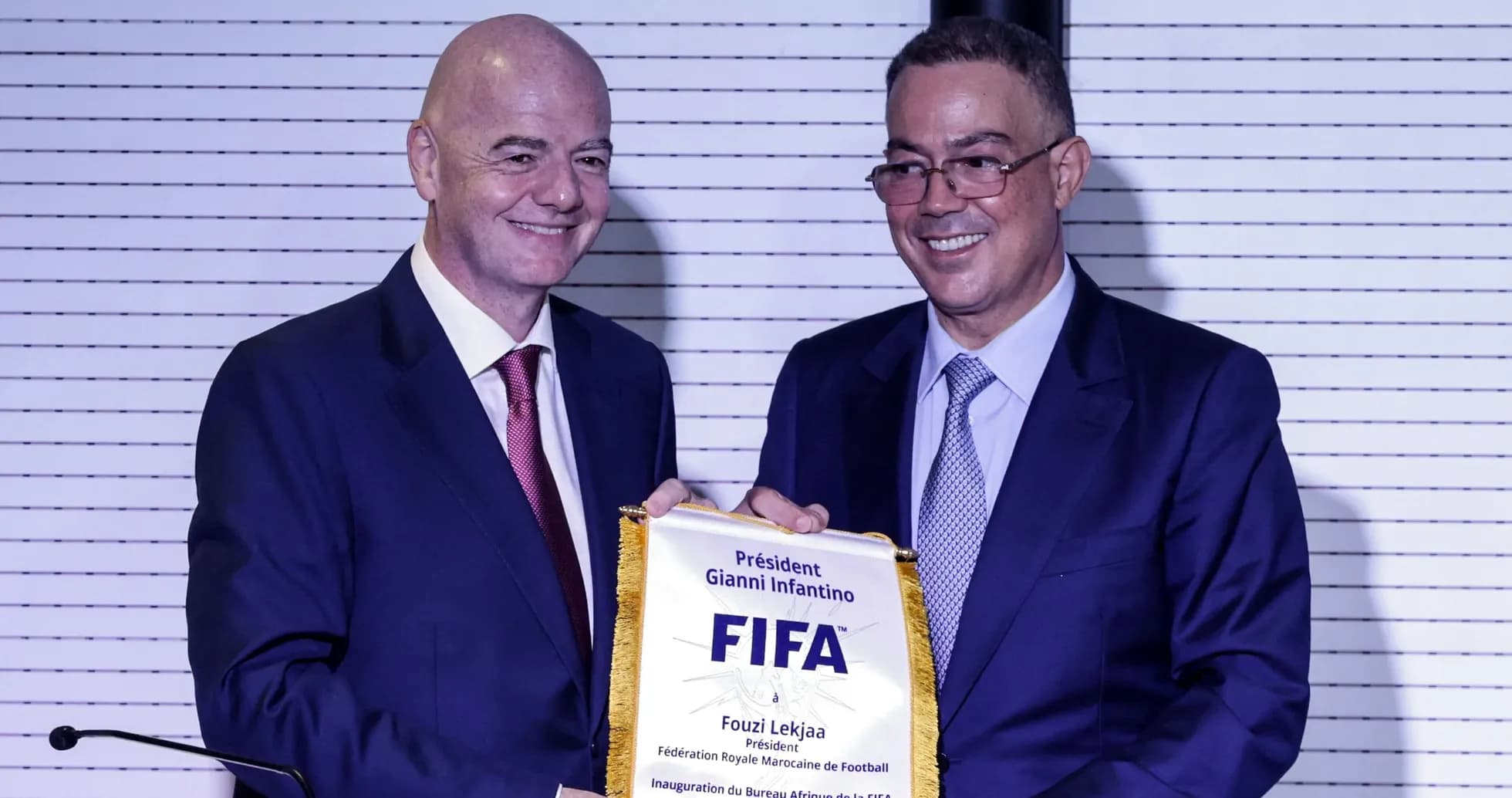 Gianni Infantino and Fouzi Lekjaa at FIFA event Gianni Infantino and Fouzi Lekjaa at FIFA event