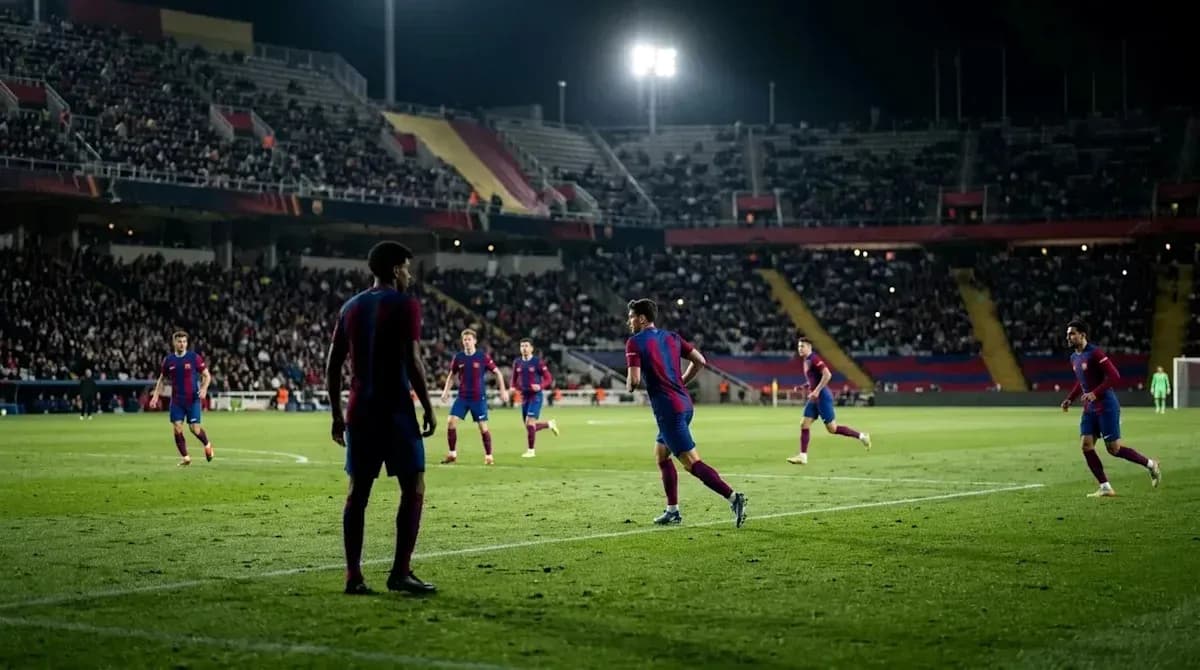 FC Barcelona players on the pitch during match FC Barcelona players on the pitch during match