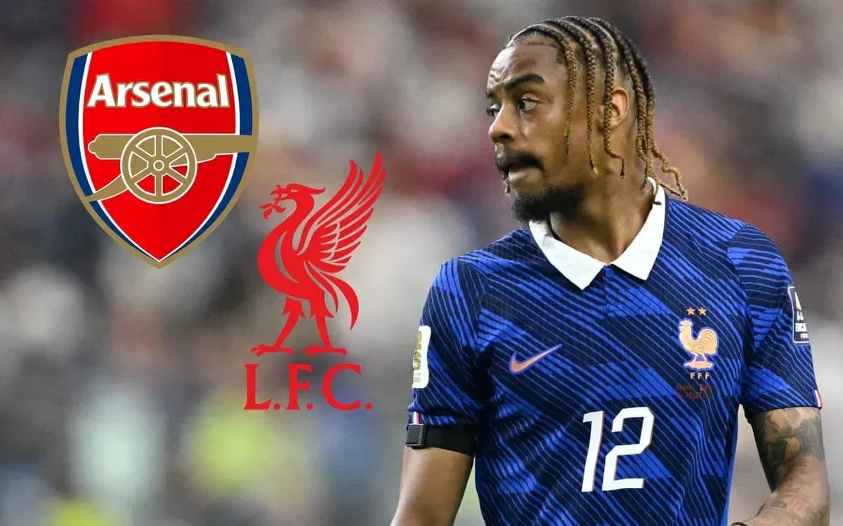 Football player in France kit with club logos Football player in France kit with club logos