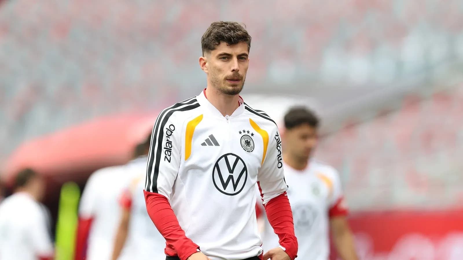 Player in Germany training kit during practice session Player in Germany training kit during practice session