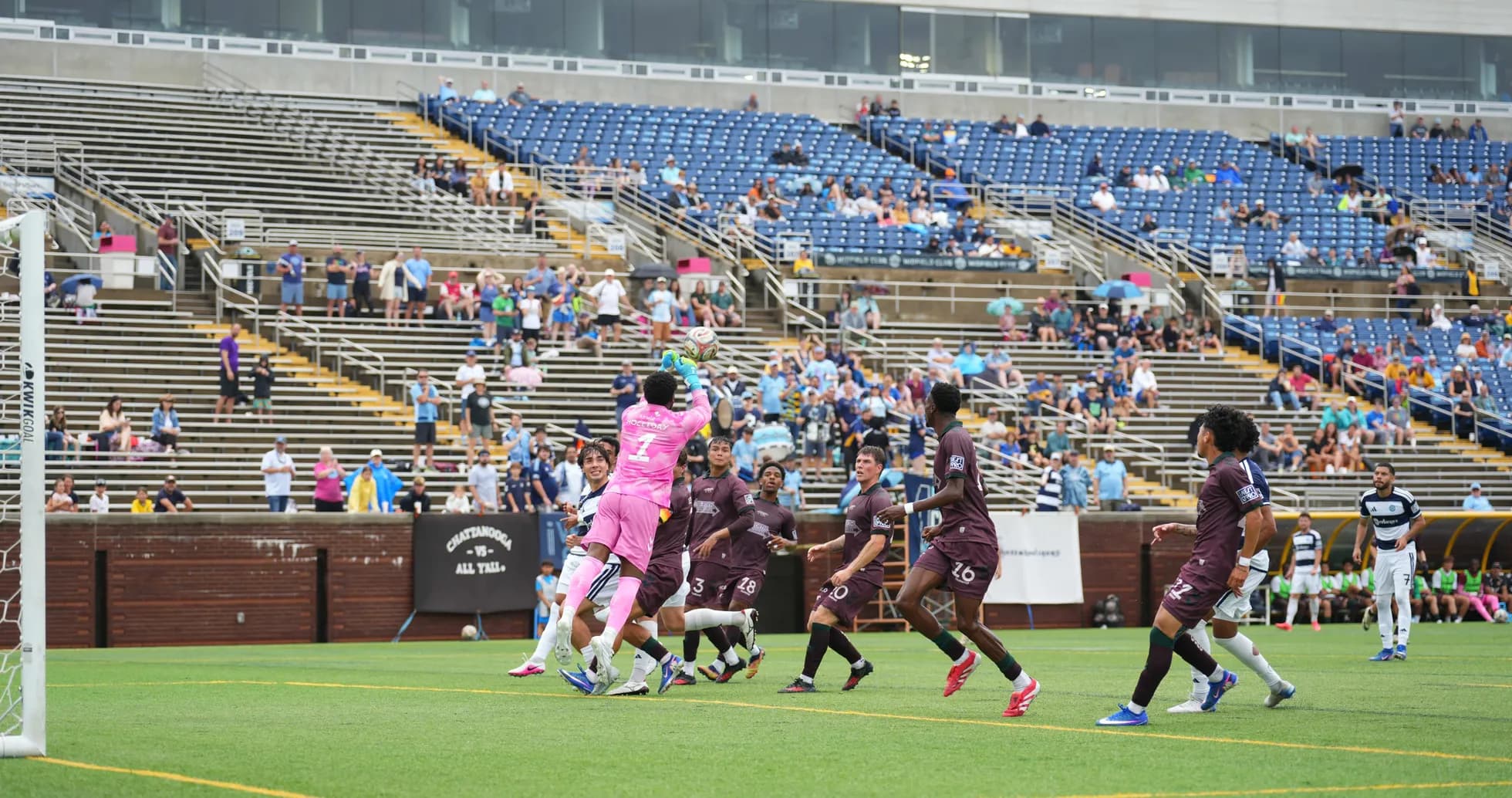 Goalkeeper catching ball during Carolina Core match Goalkeeper catching ball during Carolina Core match
