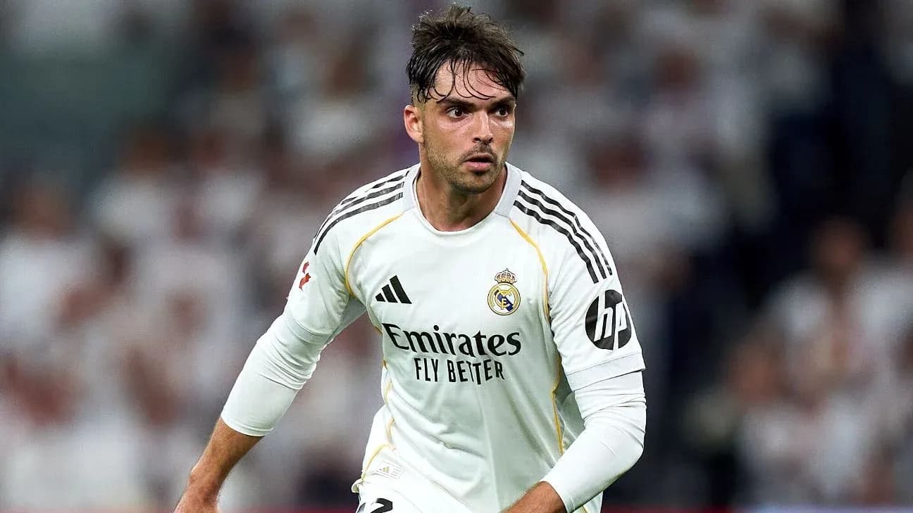 Player in white Real Madrid kit during match Player in white Real Madrid kit during match