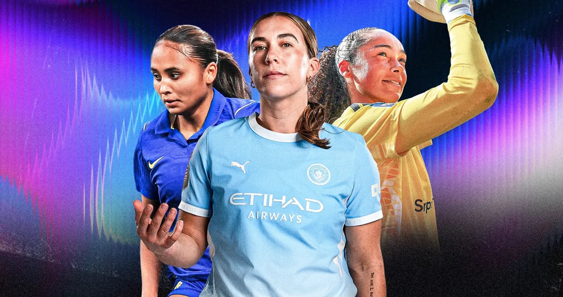 Three female soccer players in action poses Three female soccer players in action poses