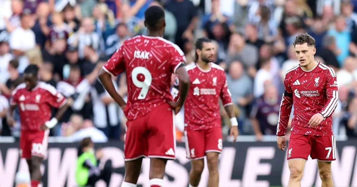 Liverpool players reacting during match against Newcastle Liverpool players reacting during match against Newcastle