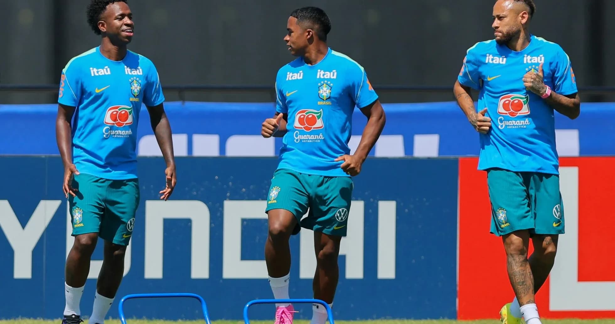 Brazil players training for World Cup match Brazil players training for World Cup match
