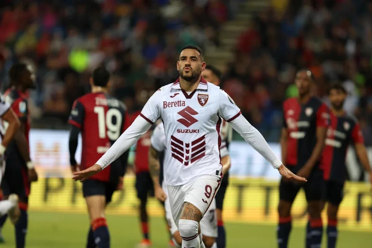 Torino player celebrating during Serie A match Torino player celebrating during Serie A match