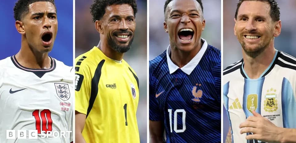 Four football players celebrating during matches Four football players celebrating during matches