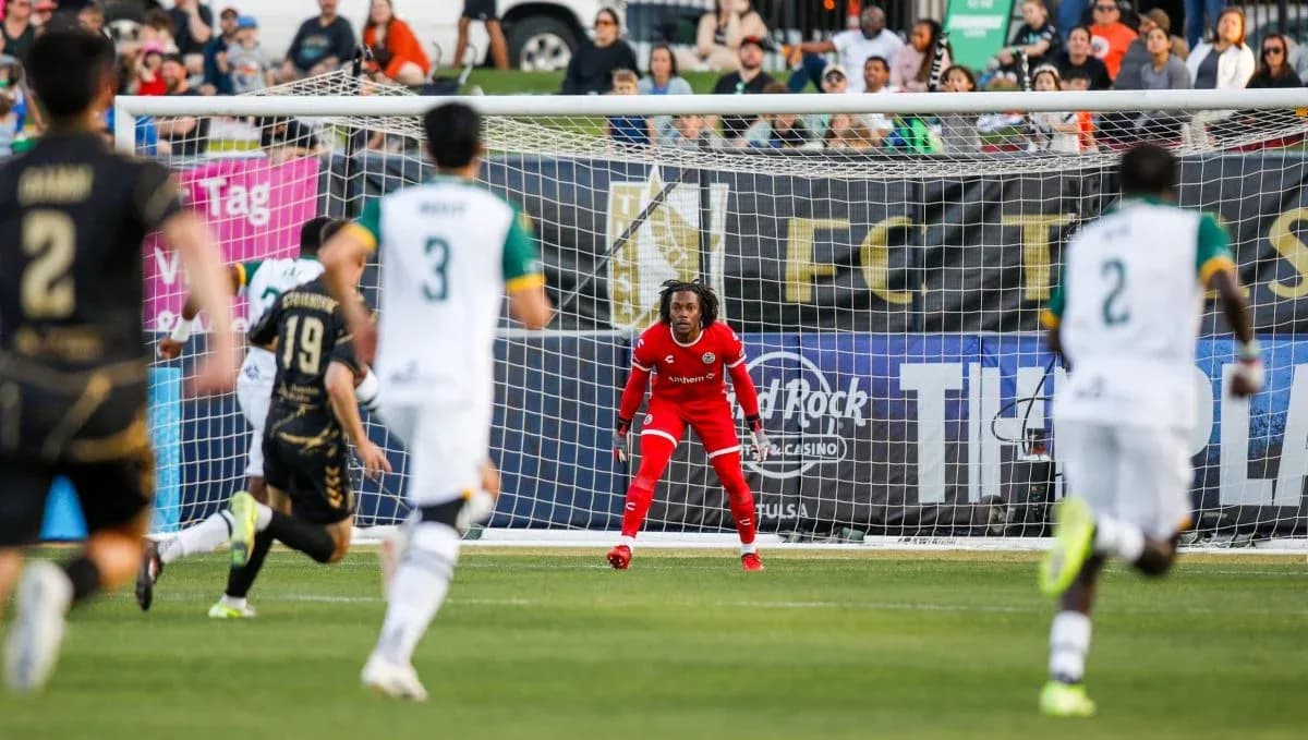 Goalkeeper ready for penalty during match Goalkeeper ready for penalty during match