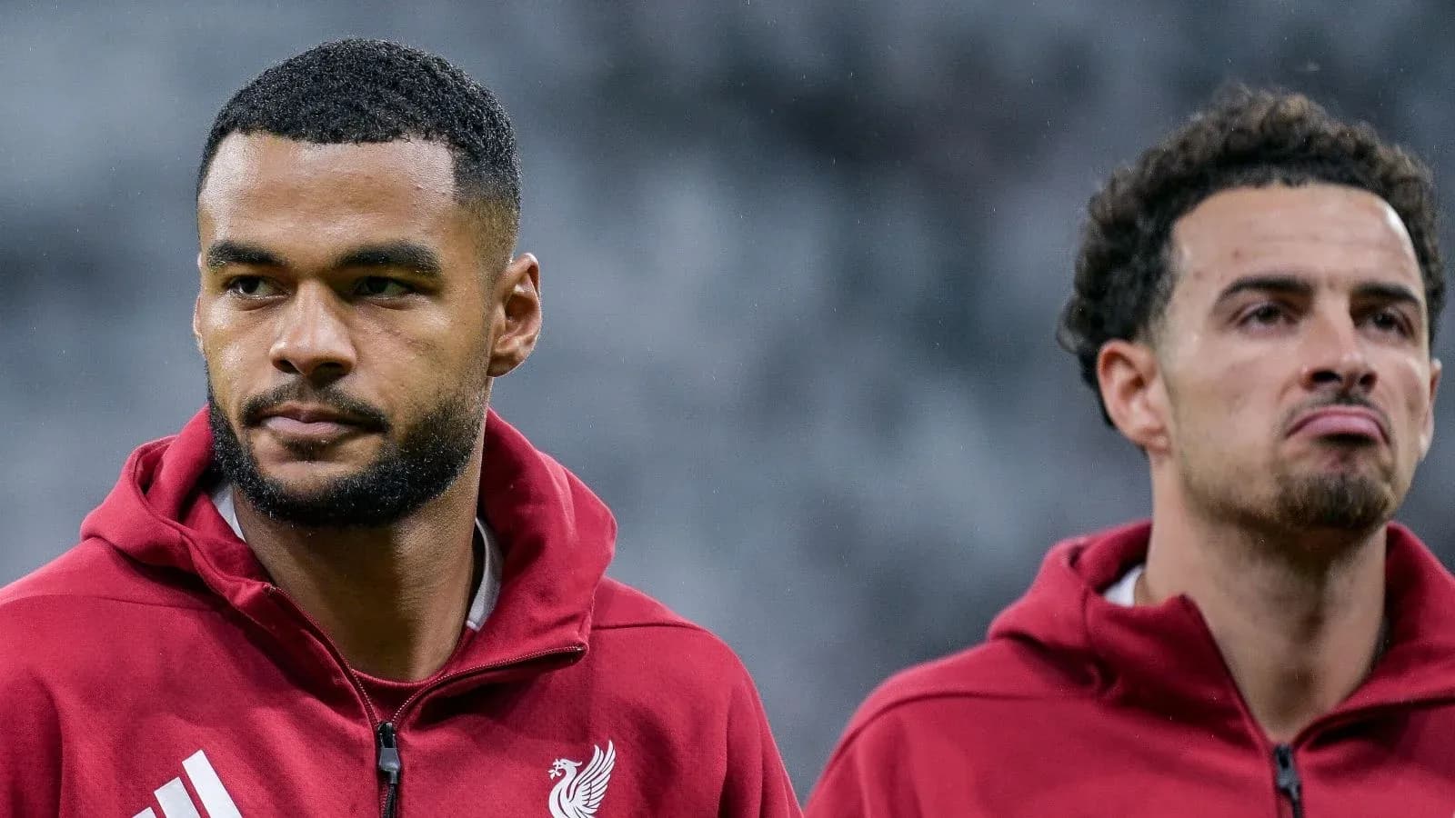 Two Liverpool players during pre-match warm-up Two Liverpool players during pre-match warm-up