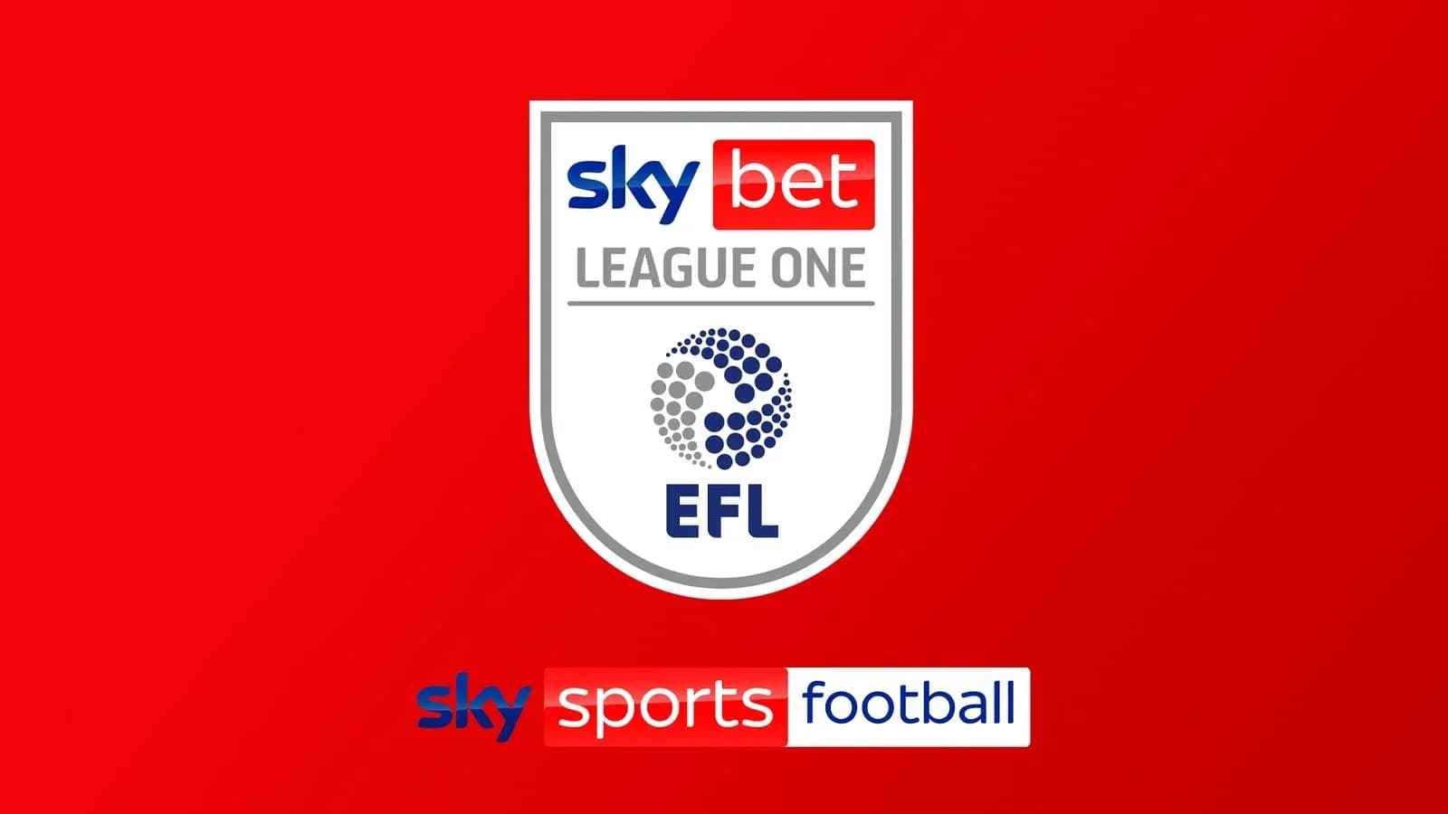 Sky Bet League One logo on red background Sky Bet League One logo on red background