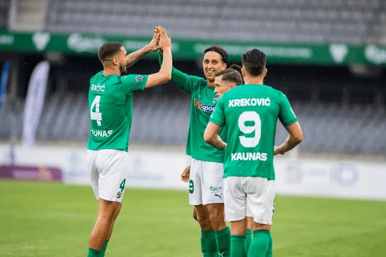 Žalgiris players celebrating a goal Žalgiris players celebrating a goal