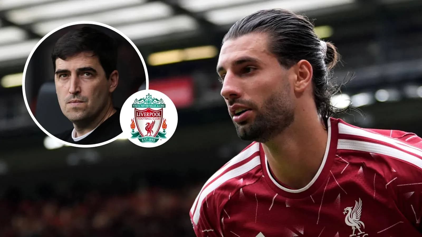 Liverpool player in red kit with club logo Liverpool player in red kit with club logo