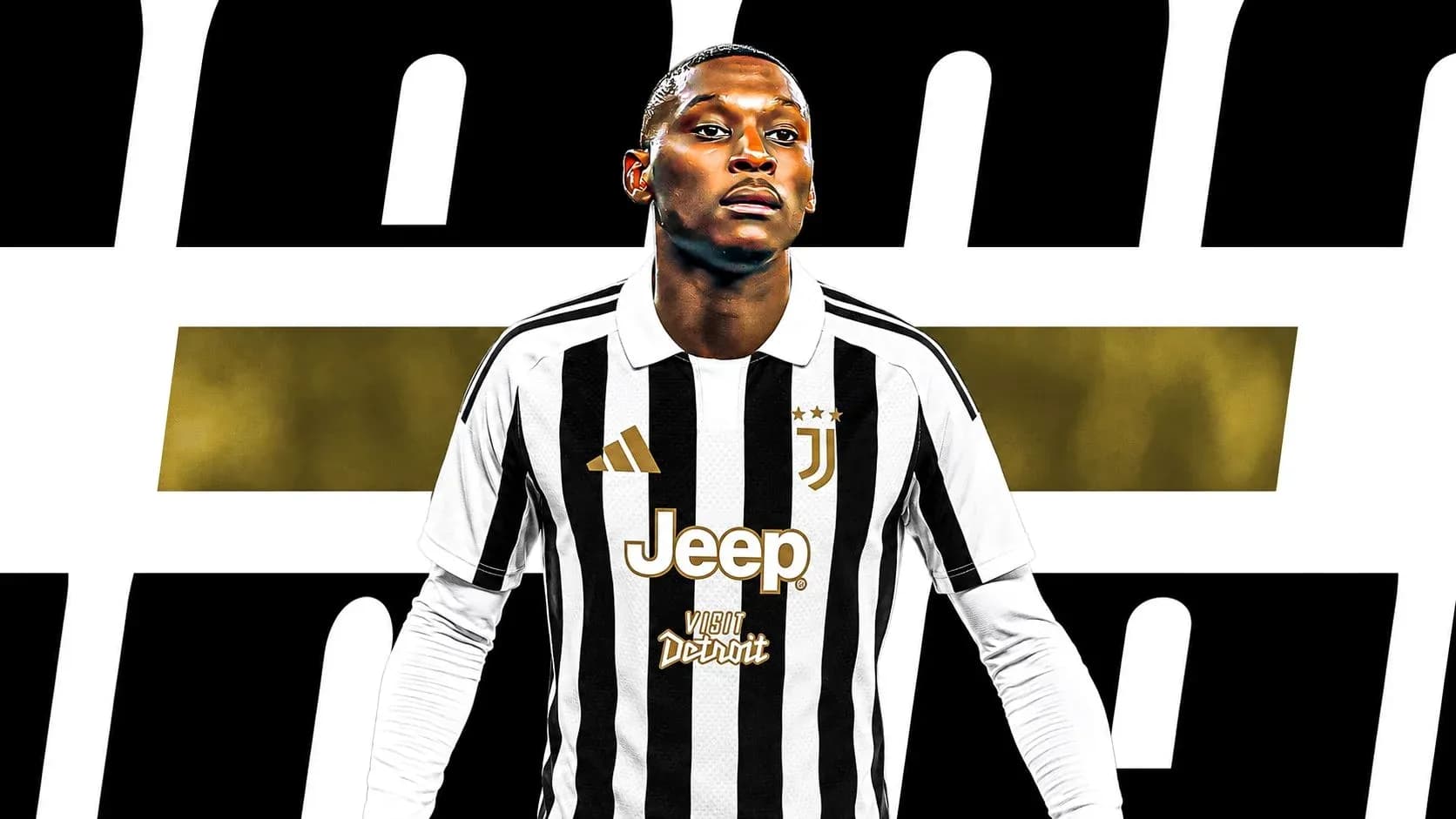 Player in Juventus kit with bold background design Player in Juventus kit with bold background design