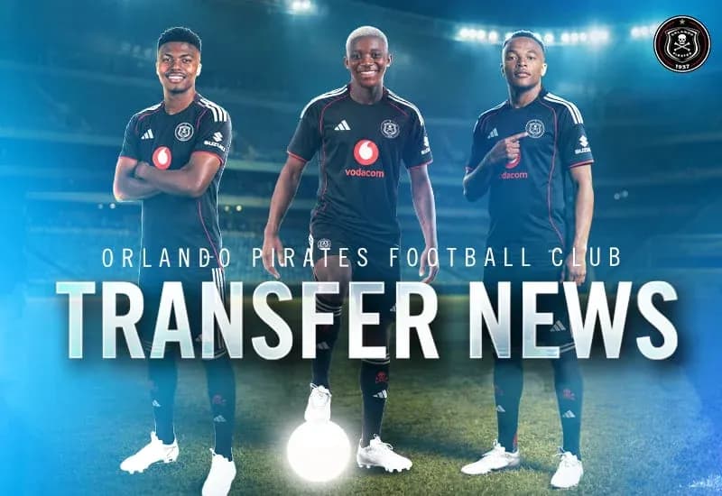 Orlando Pirates players posing in black jerseys Orlando Pirates players posing in black jerseys