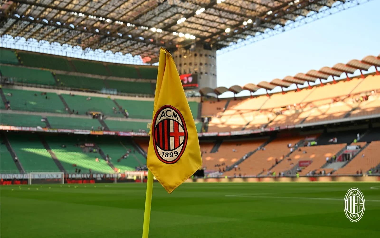AC Milan corner flag at stadium before match AC Milan corner flag at stadium before match