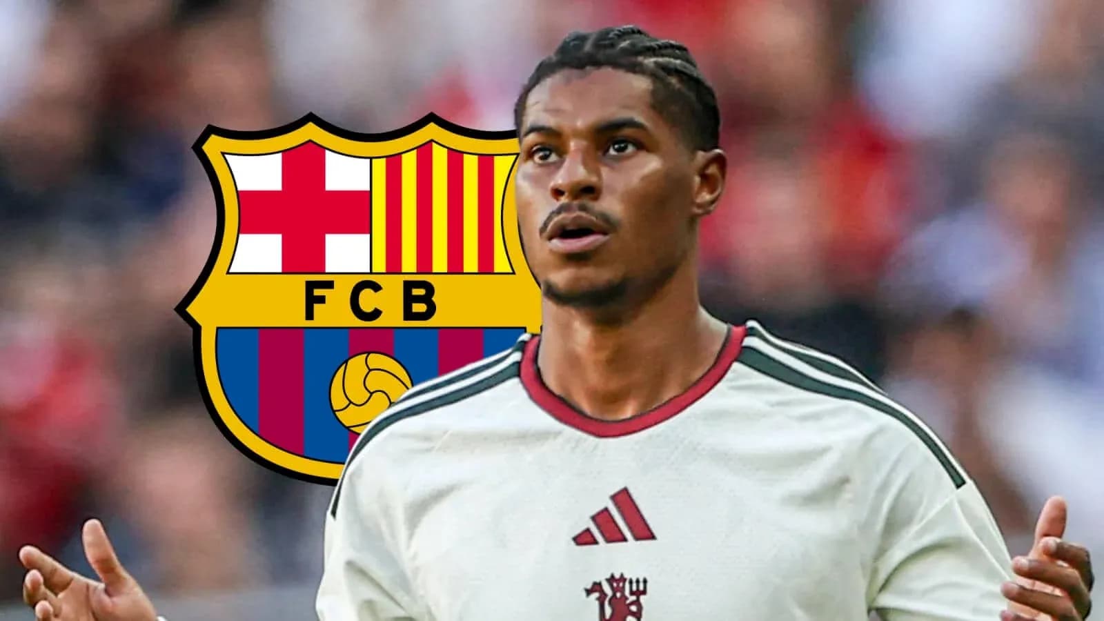 Player gesturing in front of FC Barcelona logo Player gesturing in front of FC Barcelona logo