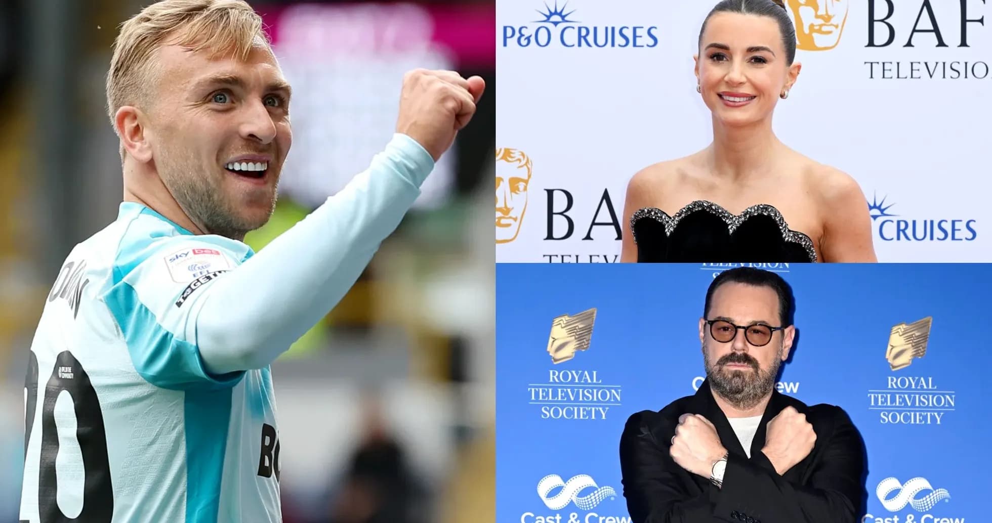 Athlete celebrating, actress at BAFTA event, director posing Athlete celebrating, actress at BAFTA event, director posing
