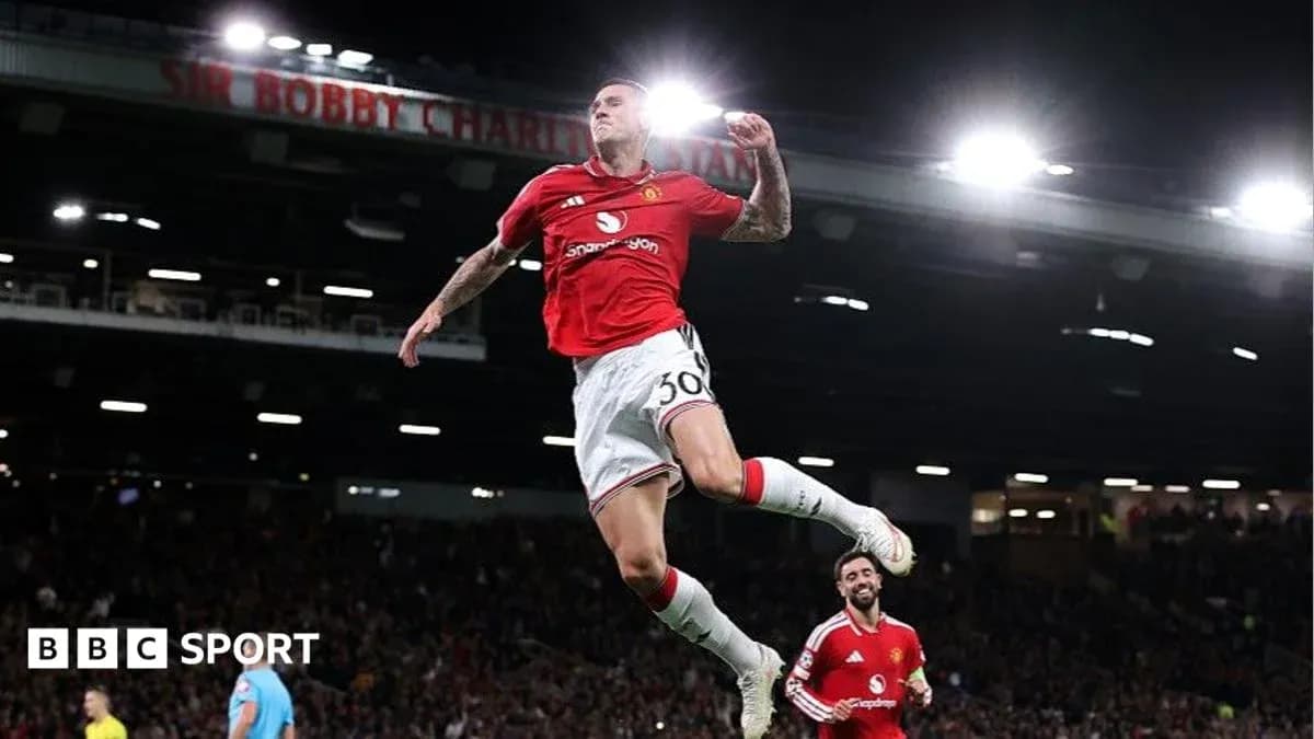Player celebrating a goal during Manchester United match Player celebrating a goal during Manchester United match