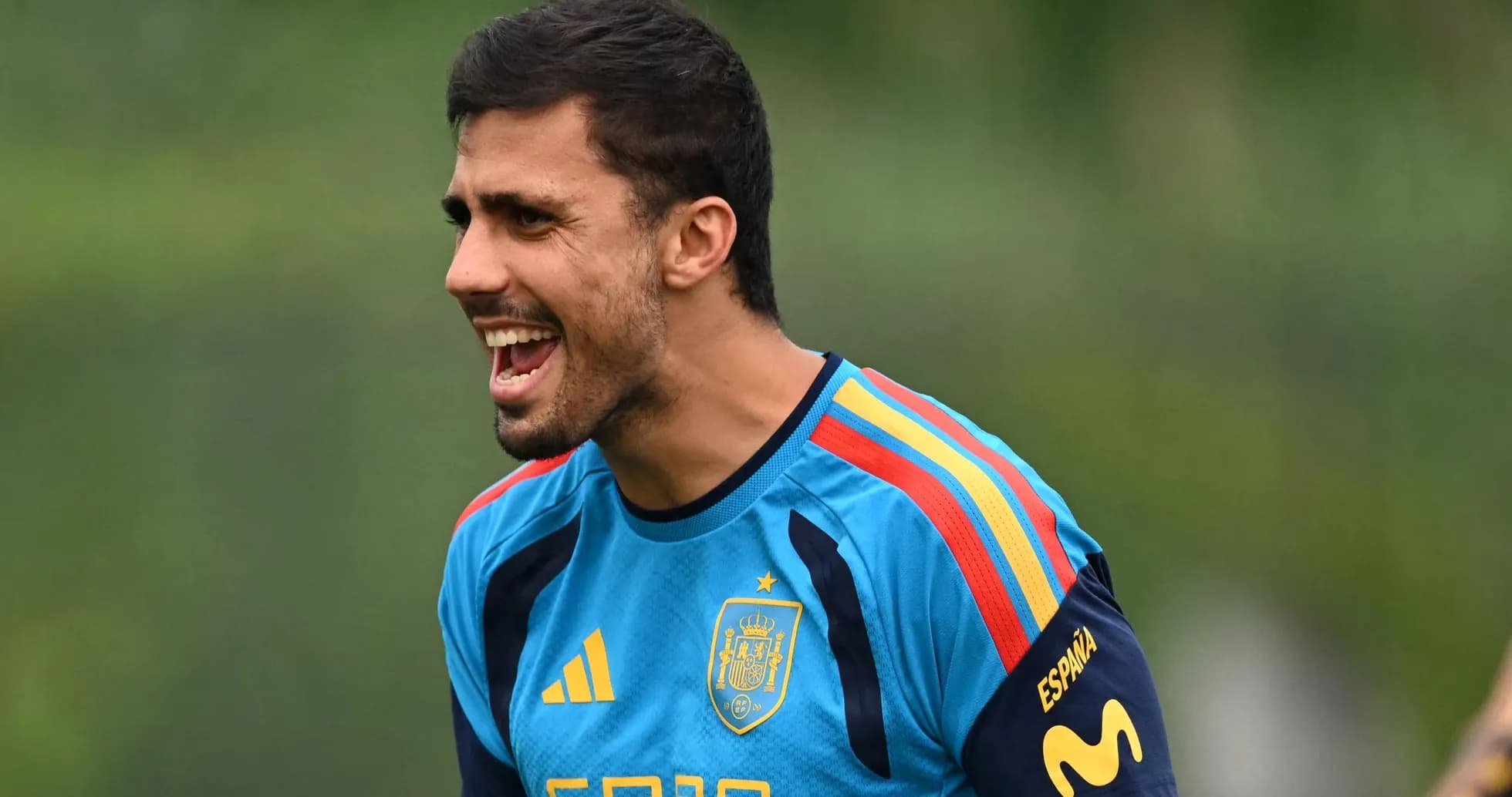 Player shouting during Spain national team training Player shouting during Spain national team training