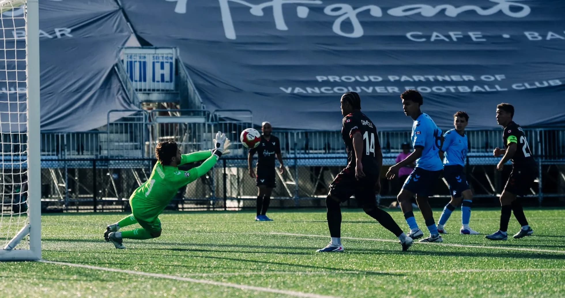 Goalkeeper saves shot during HFX Wanderers match Goalkeeper saves shot during HFX Wanderers match