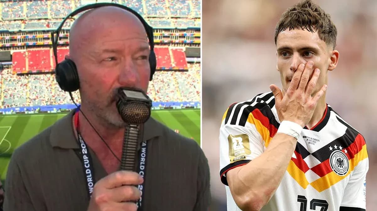 Sports commentator and German player during match Sports commentator and German player during match