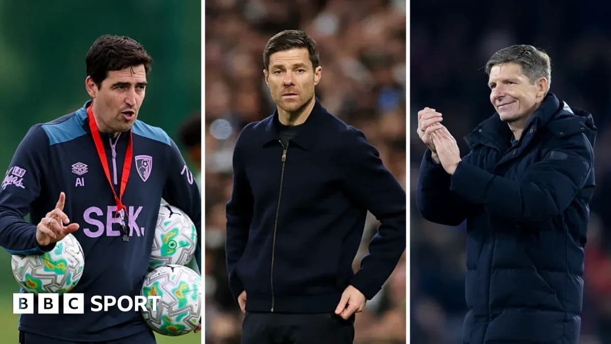 Three football managers on the sidelines during matches Three football managers on the sidelines during matches