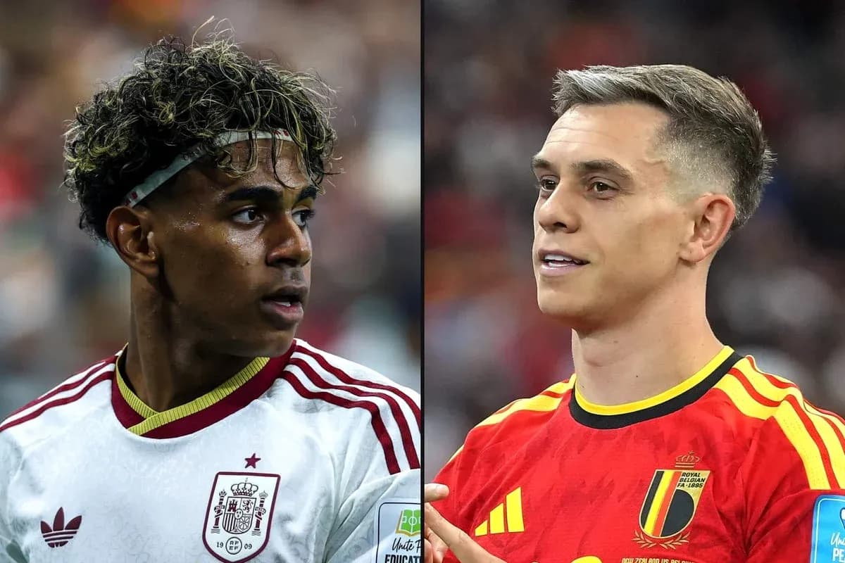 Two soccer players in national team jerseys Two soccer players in national team jerseys