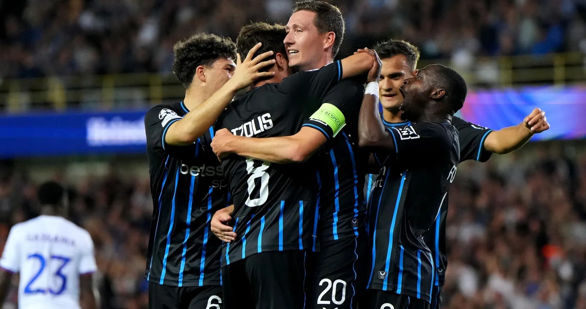 Club Brugge players celebrating a goal Club Brugge players celebrating a goal