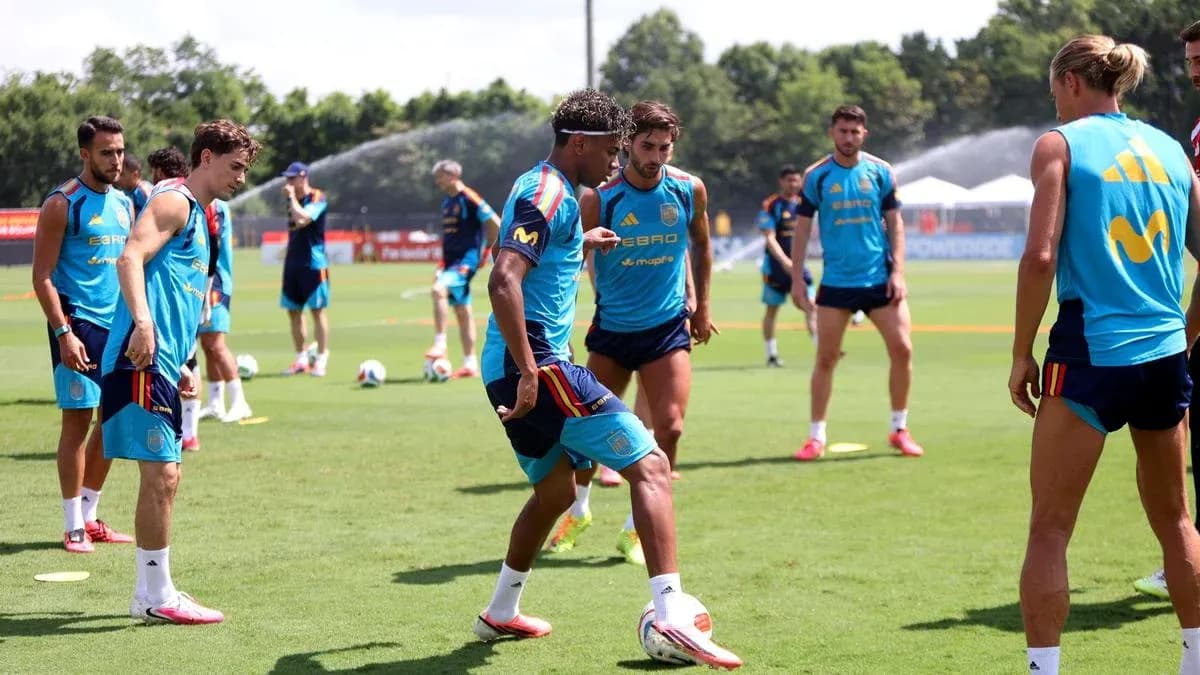 Spain national team training session on the pitch Spain national team training session on the pitch