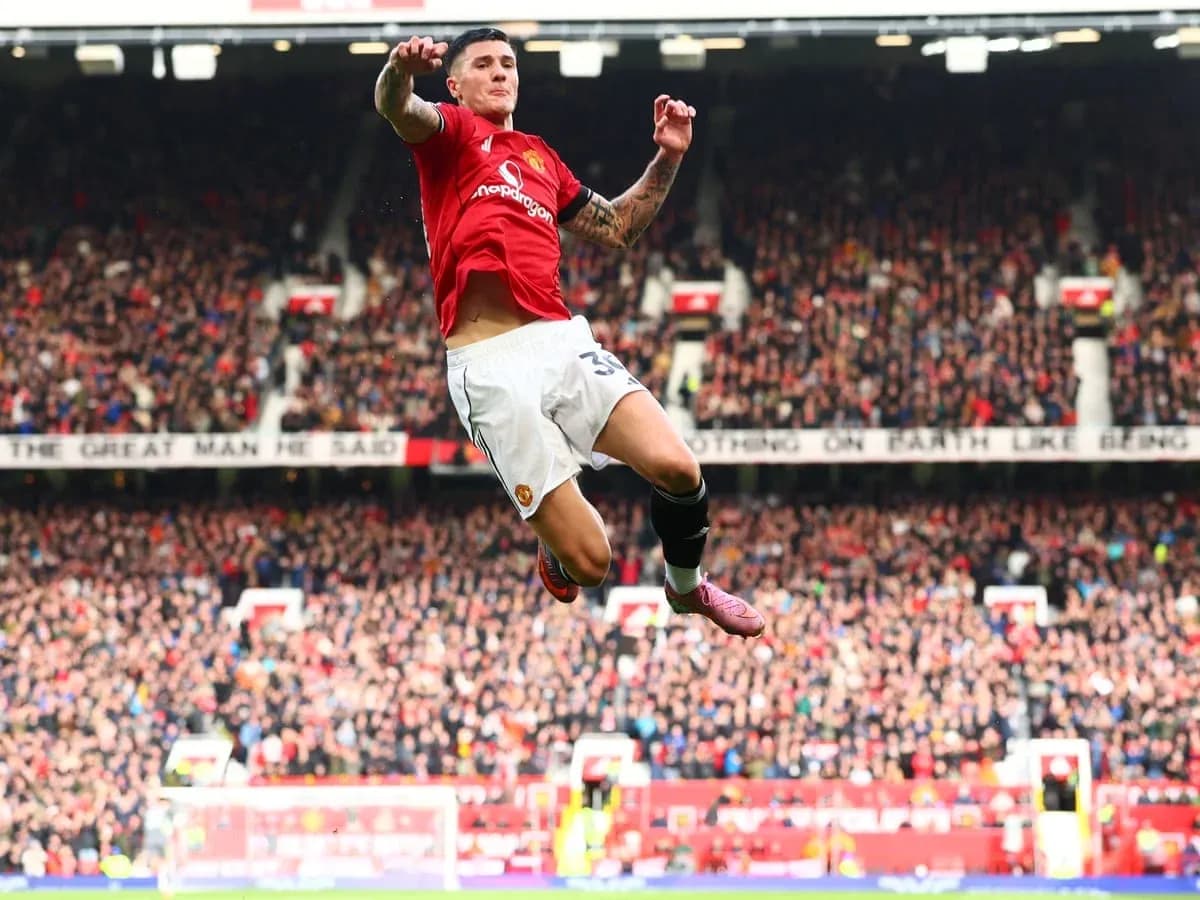 Manchester United player celebrating a goal Manchester United player celebrating a goal
