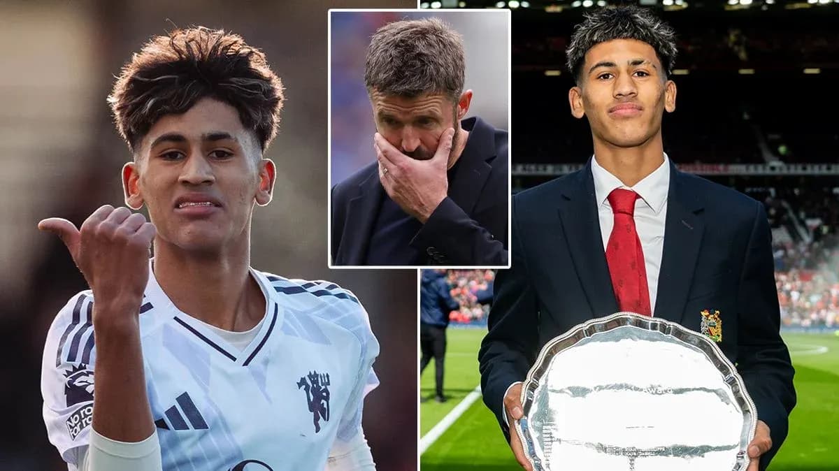 Young player celebrating with trophy, coach looking concerned Young player celebrating with trophy, coach looking concerned