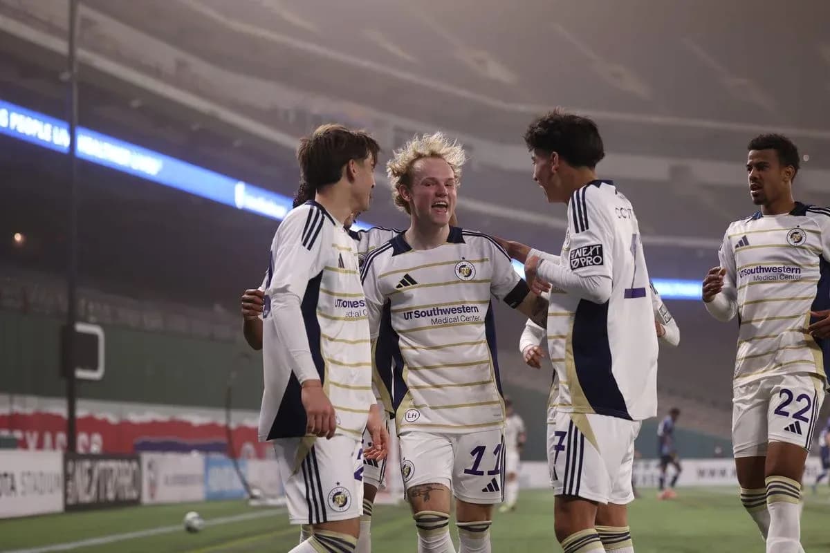 North Texas players celebrating a goal North Texas players celebrating a goal