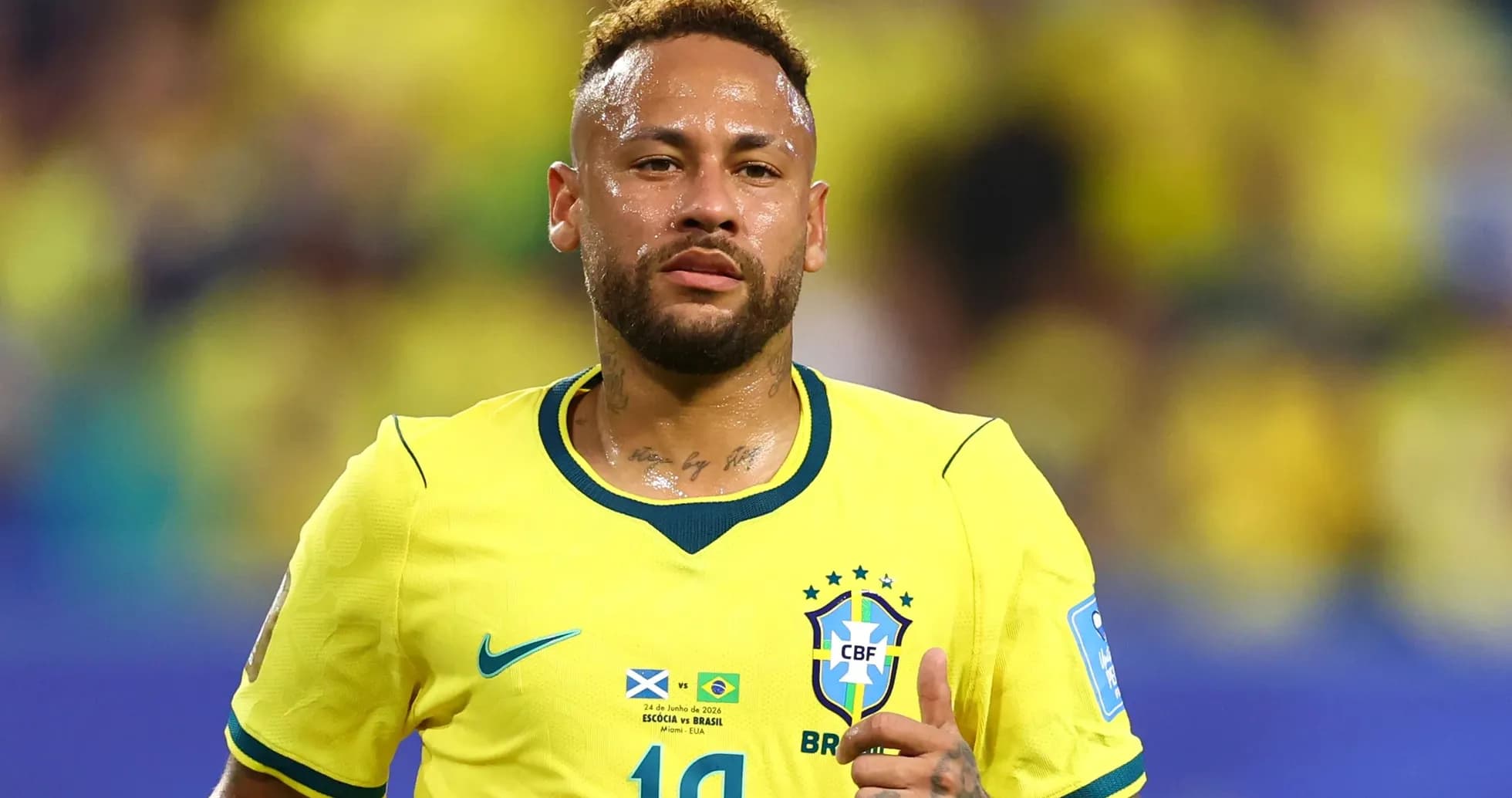 Neymar wearing Brazil national team jersey during match Neymar wearing Brazil national team jersey during match