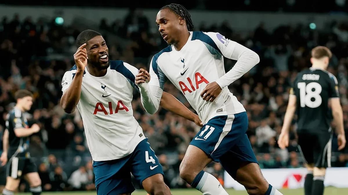 Tottenham players celebrating a goal during match Tottenham players celebrating a goal during match