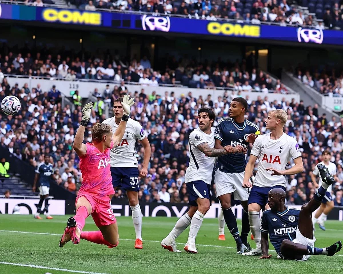 Players contesting during Tottenham vs Newcastle match Players contesting during Tottenham vs Newcastle match