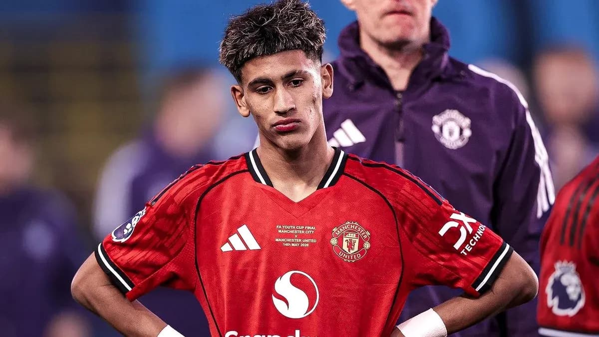 Player in Manchester United jersey after match Player in Manchester United jersey after match