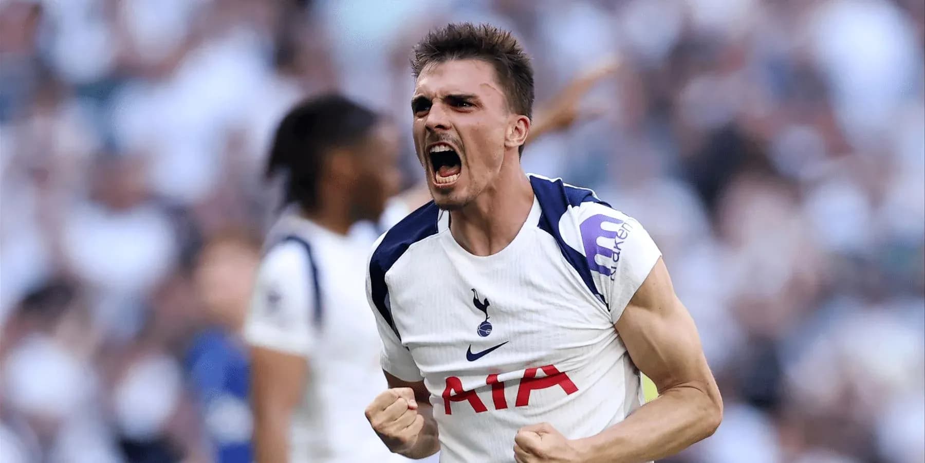 Tottenham player celebrating a goal during match Tottenham player celebrating a goal during match