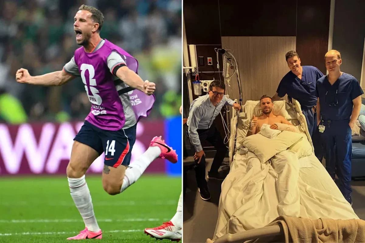 Player celebrating on field and in hospital bed Player celebrating on field and in hospital bed